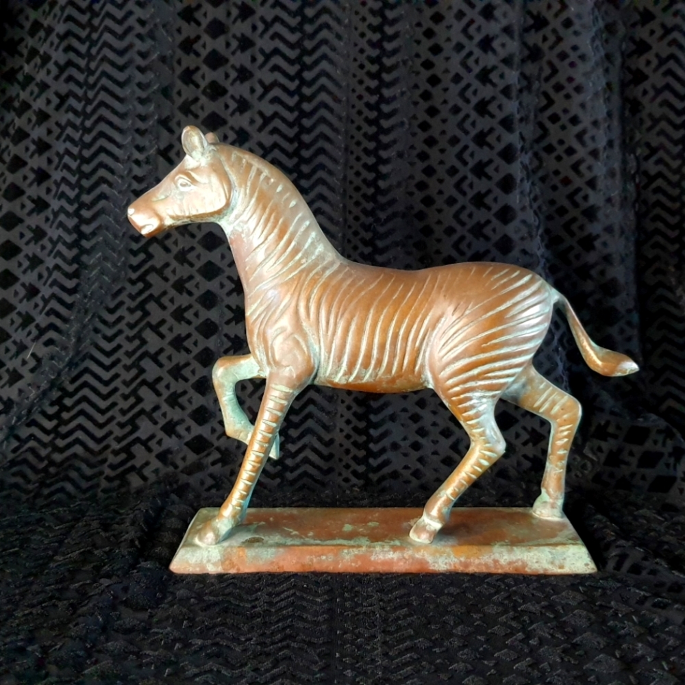 Vintage Brass Zebra Figurine